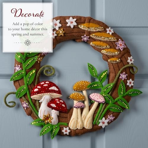 Bucilla Mushroom Magic | Felt Applique Wreath Kit | 89762E