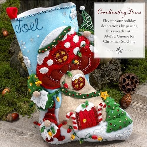 Bucilla Mushroom Magic | Felt Applique Wreath Kit | 89762E