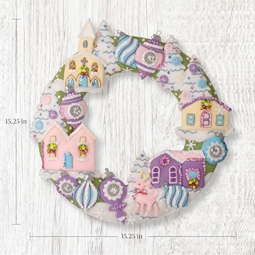 Bucilla Putz Village | Felt Applique Wreath Kit | 89801E