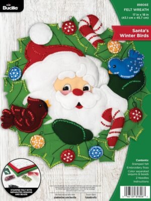 Bucilla Santa's Winter Birds | Kit de corona navideña de fieltro | 89806E