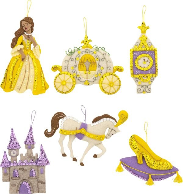 bucilla-glass-slipper-felt-applique-ornament-kit-set-of-6-89287e-variant-07 Bucilla Glass Slipper | Felt Applique Ornament Kit | 89287E product image