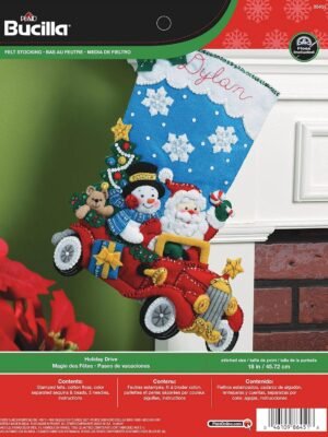 bucilla-holiday-drive-christmas-stocking-felt-applique-kit-86451-18-inch-86451-primary Bucilla Holiday Drive | Kit de media navideña de fieltro | 86451