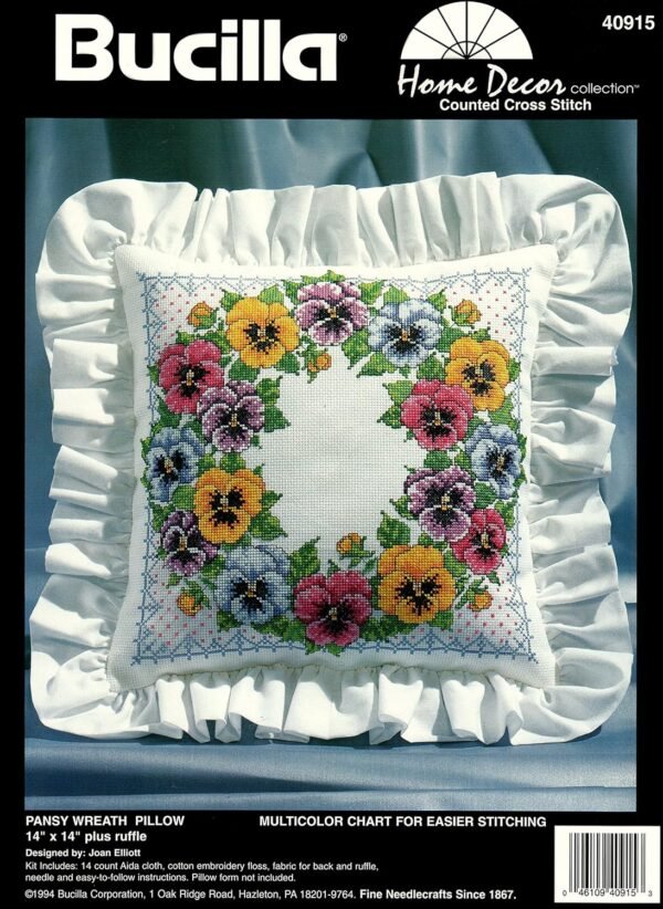 bucilla-pansy-wreath-pillow-home-decor-collection-counted-cross-stitch-k-40915-primary-4 Bucilla Pansy Wreath Pillow | Kit de almohada de punto de cruz contado | 40915