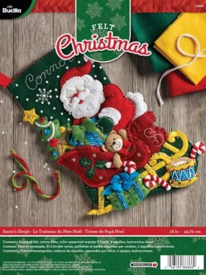 Bucilla Santa's Sleigh | Kit de media navideña de fieltro | 86866I