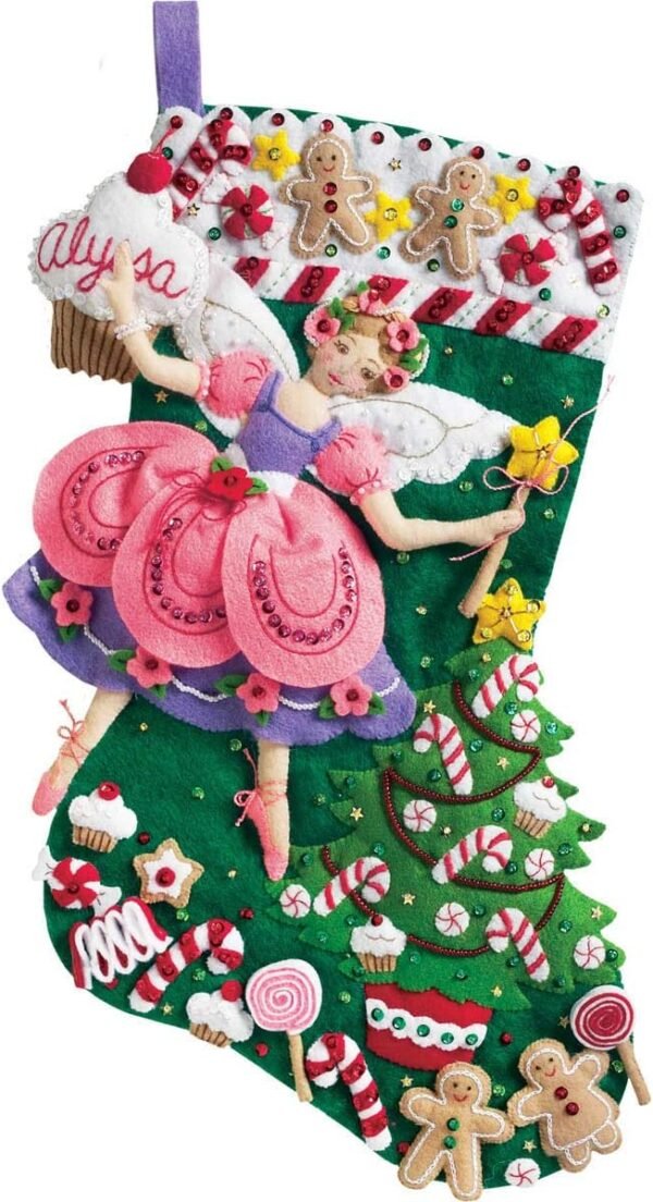 Bucilla Sugar Plum Fairy | Felt Applique Christmas Stocking Kit | 318260