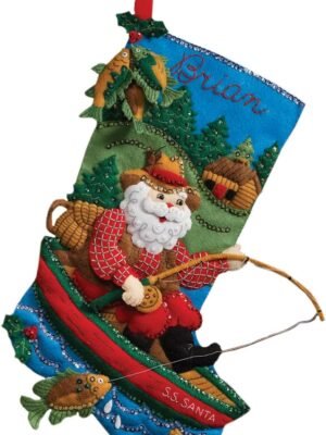 fishing-santa-bucilla-felt-applique-christmas-stocking-kit-86139-primary Bucilla Fishing Santa | Kit de media navideña de fieltro | 86139